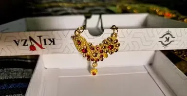 Elegant Alloy Metal Gold Plated Kundan & Rhinestone Jewellery Set | Cubic Zirconia Party Wear Traditional Ethnic Jewellery (Set of 3, Free Size) thumbnail 0