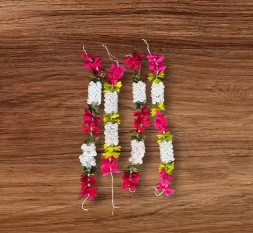 Handcrafted Red & White Artificial Phool Gajra Hair Accessories for Women | Bridal & Festive Floral Bun Decoration, Traditional Ethnic Hair Garland (Set of 3) image 2