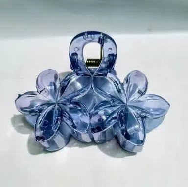 Purple Transparent Flower Hair Claw Clip for Women & Girls thumbnail 1
