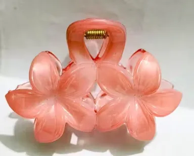 Red Flower Design Hair Claw Clip for Women & Girls | Strong Grip Transparent Plastic Hair Clutcher | Fancy Daily Wear Hair Accessory thumbnail 2