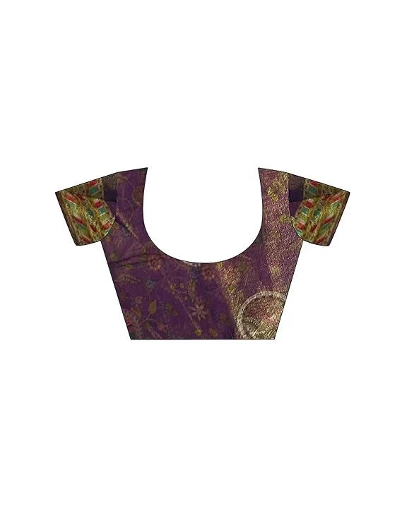 Women Cotton Linen Printed Handloom Saree with Unstitched Blouse Piece Soft Lightweight Traditional Ethnic Saree for Festive Casual Office Party Wear image 8