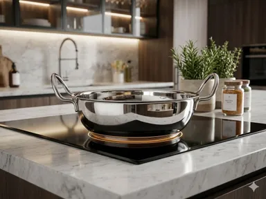 Premium Heavy Gauge Stainless Steel Induction Bottom Kadai with Stay-Cool Handles | Durable Triply-Base Cooking Kadhai for Indian Kitchen Use thumbnail 1