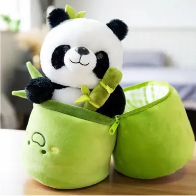 Bamboo Panda Soft Toy for kids. Ultra-soft, cuddly plush panda perfect for hugging, gifting, bedtime comfort, thumbnail 1