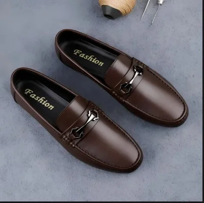 Men's Premium Black Faux Leather Slip-On Loafers with Metallic Bit Accent, Comfort Cushioned Insole, Durable Rubber Sole Formal Semi Casual Dress Shoes for Men Brown 9 UK image 3