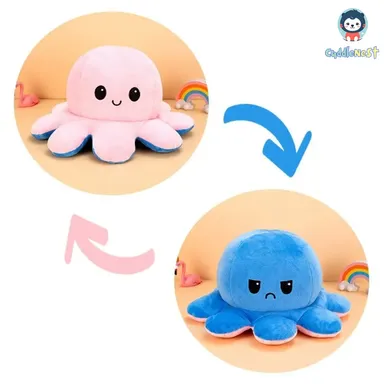 Flip Octopus Soft Toy |Reversible Plush Toy with Cute Mood Expressions thumbnail 3