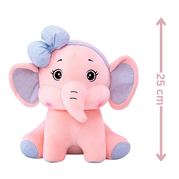 Cute Bow Elephant Plush Toy by CuddleNest. Ultra-soft stuffed animal with adorable bow design, perfect for cuddles, gifting, nursery décor, and kids. image 4