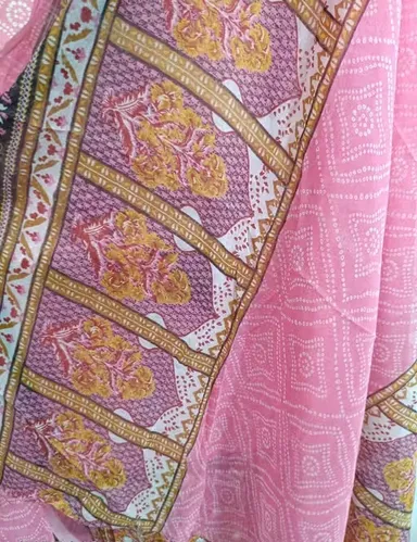 Coral Colour Attractive Cotton Unstitched Suit Set for Women with Designer Printed Cotton Dupatta and Bottom Daily Wear Festive Wear Wedding Wear Traditional Salwar Suit for Ladies thumbnail 2