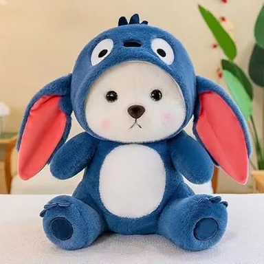 Cute 30cm plush teddy bear in a blue animal costume with floppy ears. Ultra-soft, cuddly stuffed toy perfect for kids, gifting & room decor. thumbnail 3