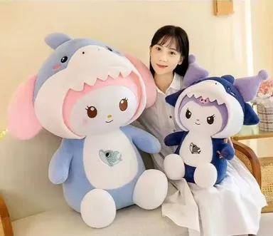 Kawaii Shark Bunny Plush 40cm Soft Cute Stuffed Animal Toy for Kids & Aesthetic Room Decor thumbnail 1