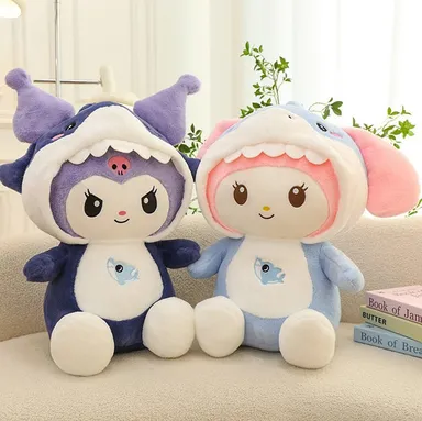 Kawaii Shark Bunny Plush 40cm Soft Cute Stuffed Animal Toy for Kids & Aesthetic Room Decor thumbnail 2