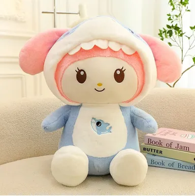 Kawaii Shark Bunny Plush 40cm Soft Cute Stuffed Animal Toy for Kids & Aesthetic Room Decor thumbnail 3