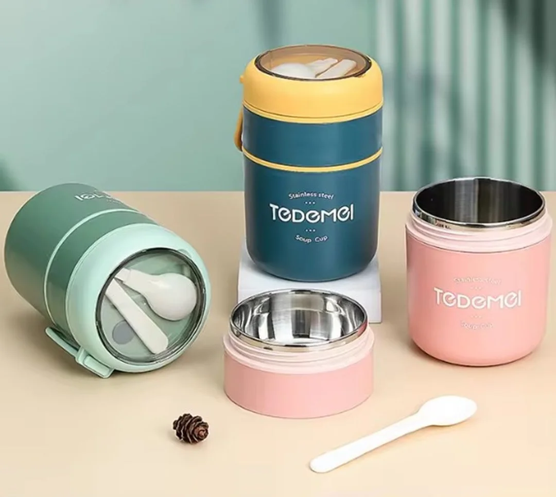 CuddleNest 710ml Insulated Soup Cup Lunch Box | Stainless Steel Leakproof Food Jar green 7 Liters  image 2