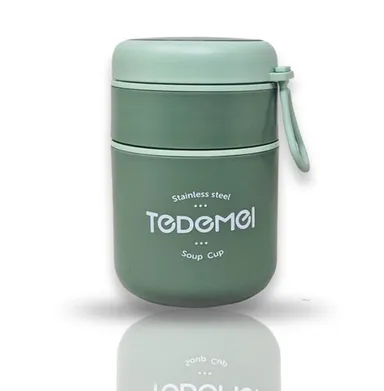 CuddleNest 710ml Insulated Soup Cup Lunch Box | Stainless Steel Leakproof Food Jar green 7 Liters  thumbnail 2