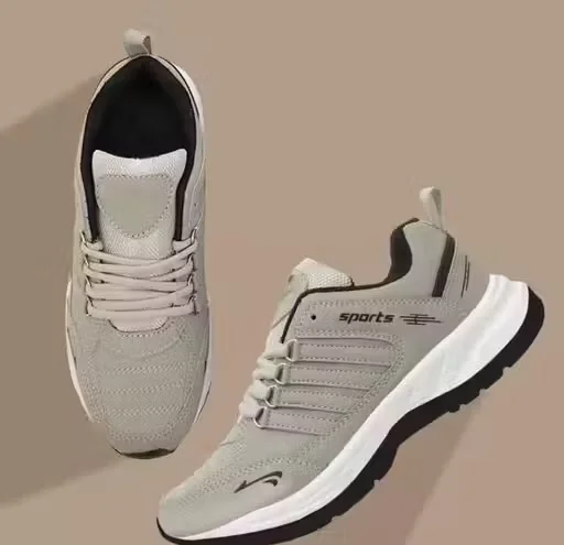 Stylish Grey Sports Running Shoes for Men & Boys Lightweight Casual Walking Gym Training Sneakers Lace-Up Daily Wear Athletic Shoes Grey 6 image 2