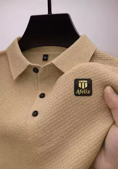 Afelix Men Polo T-Shirt Solid Beige S thumbnail 1