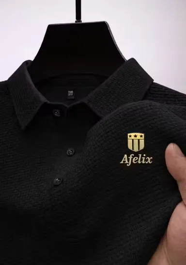 Afelix Men Polo T-Shirt Collar Black T-Shirt S thumbnail 2
