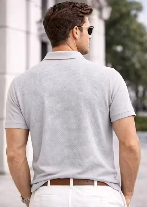 Afelix Men Polo T-Shirt Men Grey Textured S image 2
