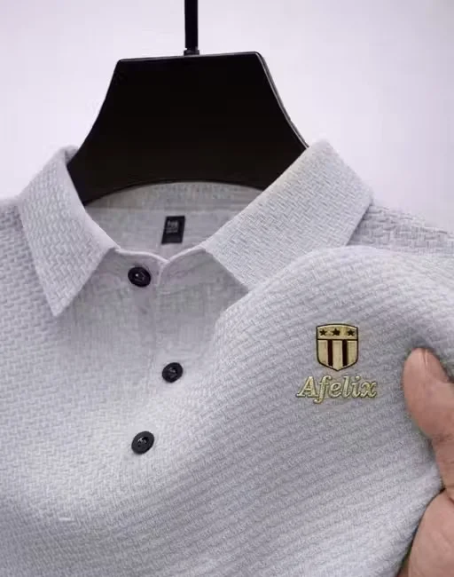 Afelix Men Polo T-Shirt Men Grey Textured S image 3