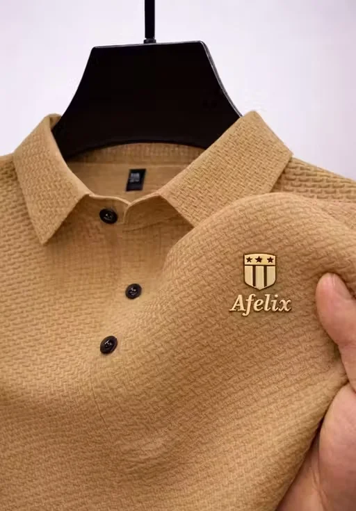 Afelix Men Polo T-Shirt Afelix Khaki Textured Polo Shirt S image 3