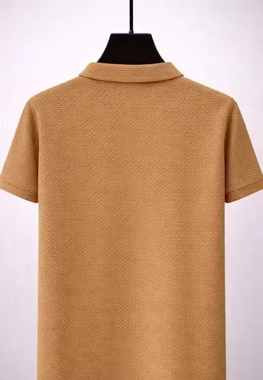 Afelix Men Polo T-Shirt Afelix Khaki Textured Polo Shirt L thumbnail 1