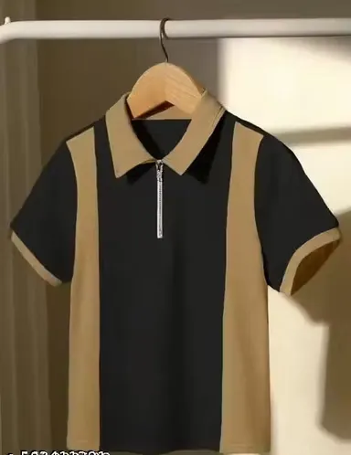 Men Polo Half Sleeves T-Shirt Zip Neck Polo T-Shirt M thumbnail 0