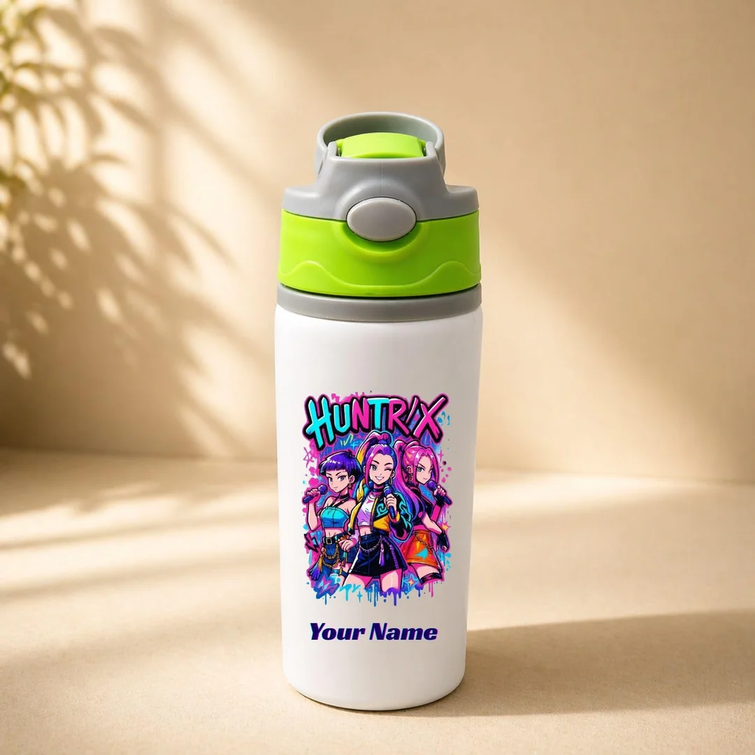 Personalized KPOP Name Printed Aluminium Water Bottle 600ml for Kids Pink KPOP Bottl 600 ML image 3