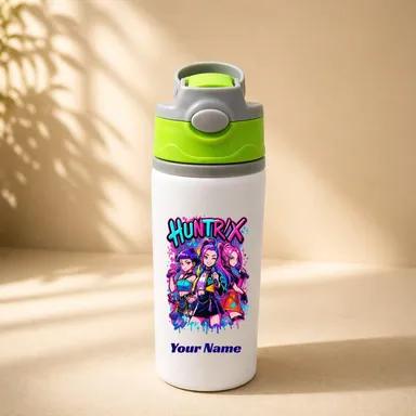 Personalized KPOP Name Printed Aluminium Water Bottle 600ml for Kids Pink KPOP Bottl 600 ML thumbnail 2