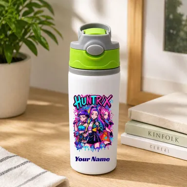 Personalized KPOP Name Printed Aluminium Water Bottle 600ml for Kids Pink KPOP Bottl 600 ML thumbnail 3