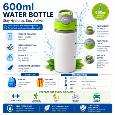Personalized KPOP Name Printed Aluminium Water Bottle 600ml for Kids ANIME-PUR-STRAW 600 ML thumbnail 2