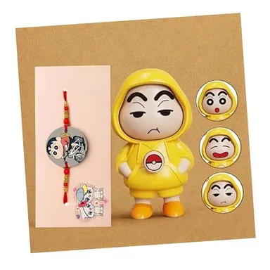 Shinchan Magnet Rakhi for Kids with Rotating Face | Cute Cartoon Rakhi Gift for Brother | Raksha Bandhan Combo thumbnail 1