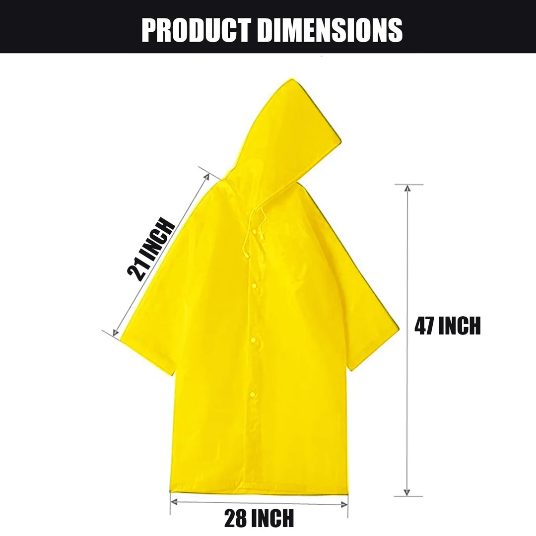 EVA Waterproof Unisex Purple Raincoat with Hood Full Sleeves Universal Size Rain Wear Poncho for Men Women Boys Girls Camping Hiking Travelling Outdoor Use yellow Free Size image 3