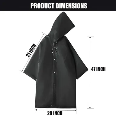EVA Waterproof Unisex Purple Raincoat with Hood Full Sleeves Universal Size Rain Wear Poncho for Men Women Boys Girls Camping Hiking Travelling Outdoor Use Black Free Size thumbnail 1