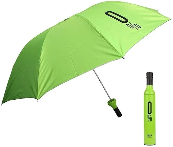 Lifestyle Stylish Printed Ultra Light Waterproof Bottle Cover Umbrella for Men Women Travel Use Multicolor Umbrella Light Green Free Size image 1