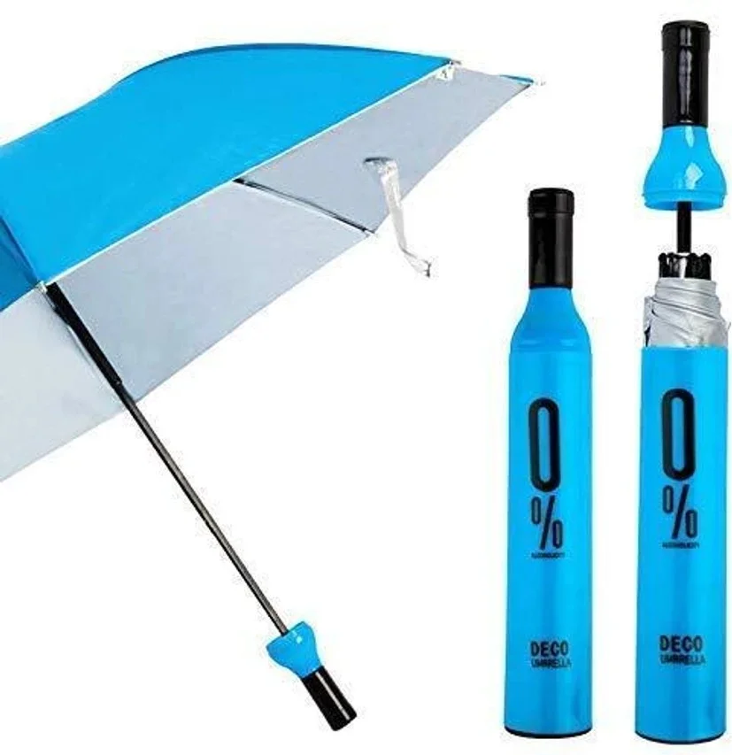 Lifestyle Stylish Printed Ultra Light Waterproof Bottle Cover Umbrella for Men Women Travel Use Multicolor Umbrella Blue Free Size image 1
