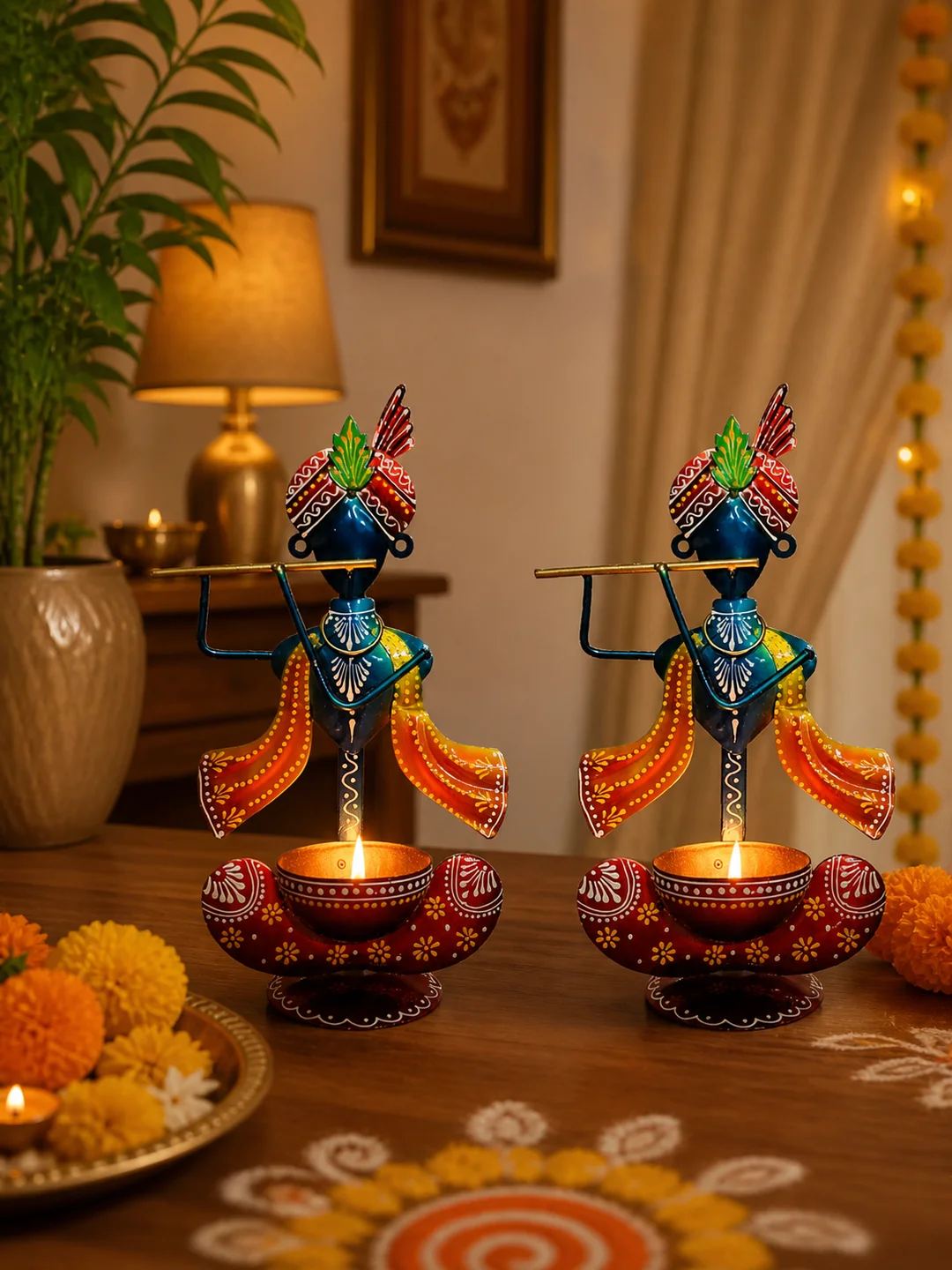 Handmade Rajasthani Musician Tealight Candle Holder image 1