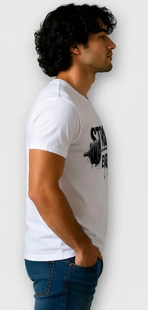Men White Round Neck Cotton Graphic Print T-Shirt with Hate Love You Text Design MWRN-HLY-TS M thumbnail 0
