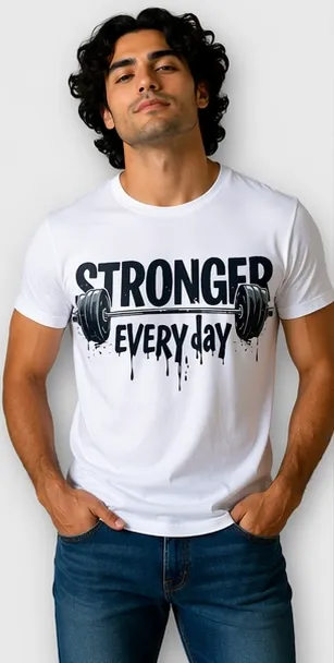 Men White Round Neck Cotton Graphic Print T-Shirt with Hate Love You Text Design MWRN-HLY-TS L thumbnail 0