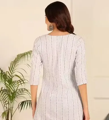 Banita Petite Women’s Printed Rayon Kurti for Girls & Ladies Ethnic Casual Wear Straight Fit Stylish Daily Wear Office Wear Festive Kurta Tunic Top White XS thumbnail 2