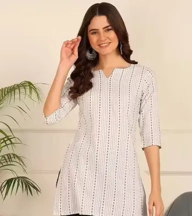 Banita Petite Women’s Printed Rayon Kurti for Girls & Ladies Ethnic Casual Wear Straight Fit Stylish Daily Wear Office Wear Festive Kurta Tunic Top White XL thumbnail 0