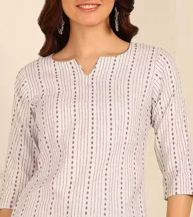 Banita Petite Women’s Printed Rayon Kurti for Girls & Ladies Ethnic Casual Wear Straight Fit Stylish Daily Wear Office Wear Festive Kurta Tunic Top White XXL thumbnail 3