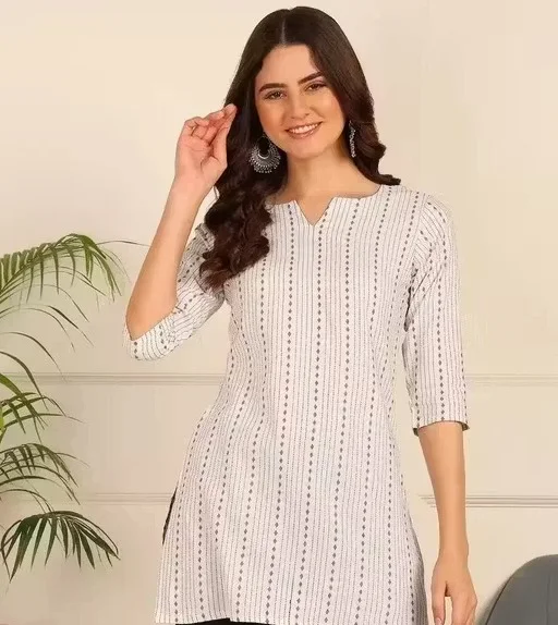 Banita Petite Women’s Printed Rayon Kurti for Girls & Ladies Ethnic Casual Wear Straight Fit Stylish Daily Wear Office Wear Festive Kurta Tunic Top White XXL image 1
