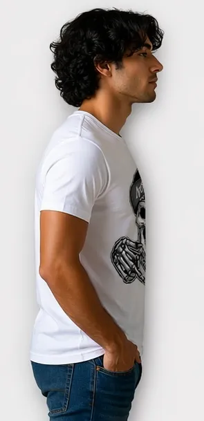 Men White Cotton Round Neck Sniper Graphic Printed Regular Fit T-Shirt Men White Savage Typographic Printed Round S thumbnail 1