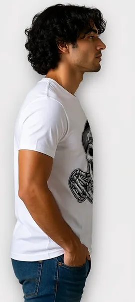 Men White Cotton Round Neck Sniper Graphic Printed Regular Fit T-Shirt Men White Savage Typographic Printed Round S thumbnail 2