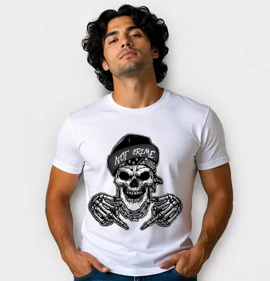 Men White Cotton Round Neck Sniper Graphic Printed Regular Fit T-Shirt Men White Savage Typographic Printed Round S thumbnail 3