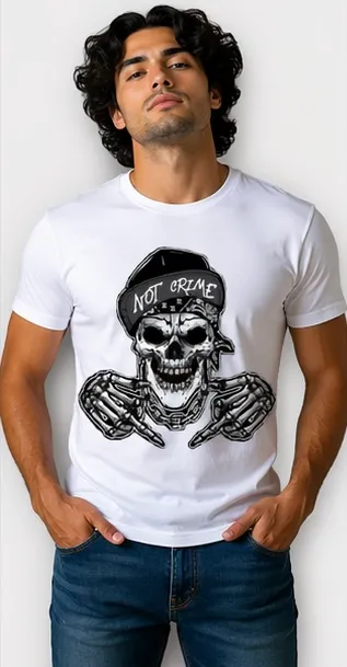 Men White Cotton Round Neck Sniper Graphic Printed Regular Fit T-Shirt Men White Savage Typographic Printed Round XXL thumbnail 0
