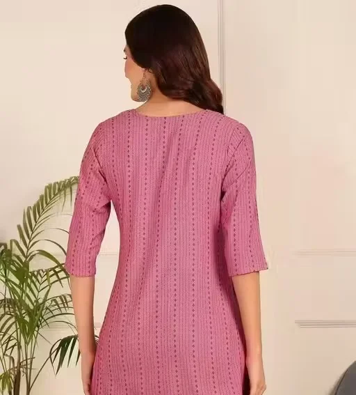 Banita Petite Women’s Printed Rayon Kurti for Girls & Ladies Ethnic Casual Wear Straight Fit Stylish Daily Wear Office Wear Festive Kurta Tunic Top Pink XL image 3