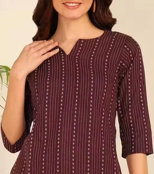 Banita Petite Women’s Printed Rayon Kurti for Girls & Ladies Ethnic Casual Wear Straight Fit Stylish Daily Wear Office Wear Festive Kurta Tunic Top Maroon XS image 4