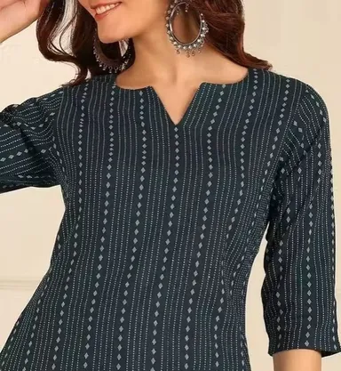 Banita Petite Women’s Printed Rayon Kurti for Girls & Ladies Ethnic Casual Wear Straight Fit Stylish Daily Wear Office Wear Festive Kurta Tunic Top Green M thumbnail 3