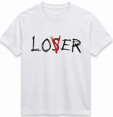 Men White Overthinker Graphic Printed Round Neck Cotton T-Shirt Men White IT Movie Inspired Loser Lover Graphic Printed Round Neck Cotton T-Shirt S thumbnail 4