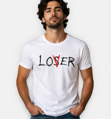 Men White Overthinker Graphic Printed Round Neck Cotton T-Shirt Men White IT Movie Inspired Loser Lover Graphic Printed Round Neck Cotton T-Shirt XL thumbnail 1